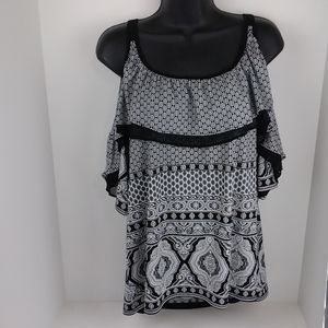 White House Black Market Cold Shoulder Blouse Size M